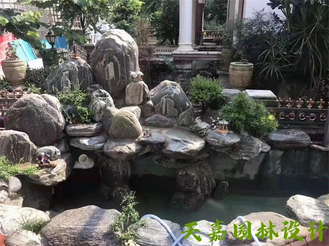 玉田假山流水喷泉鱼池制作